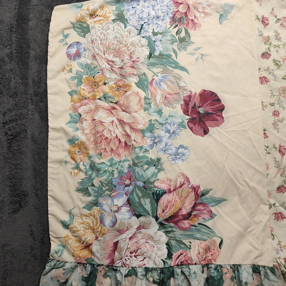 4 Vintage pillow cases pink roses ruffle garden shabby chic floral cottage fairy - Picture 3 of 5